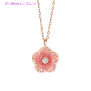 Alittlesearch11 สร้อยคอโซ่ จี้ดอกไม้ สีชมพู แฟชั่น สําหรับผู้หญิง