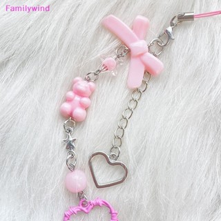 Familywind&gt; พวงกุญแจ จี้ห้อยโทรศัพท์มือถือ Y2K สีชมพู สไตล์เกาหลี สําหรับผู้หญิง