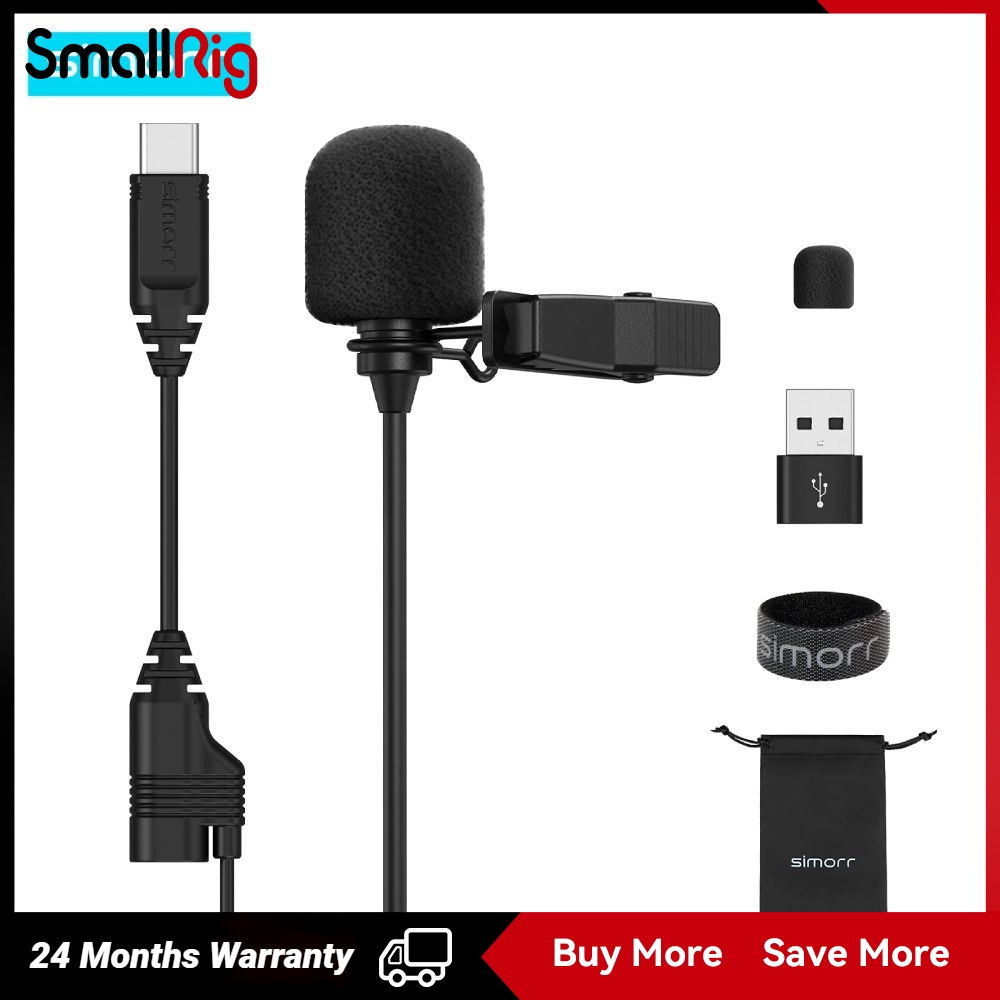 SmallRig L2 USB 3.0 Type-C Lavalier Microphone W/Headphone Input for Mobile Phone USB Audio Protocol