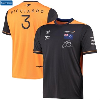 เสื้อยืดคอกลม พิมพ์ลาย F1 McLaren 3D แฟชั่นฤดูร้อน สําหรับรถยนต์ แข่งรถ สูตรเดียว