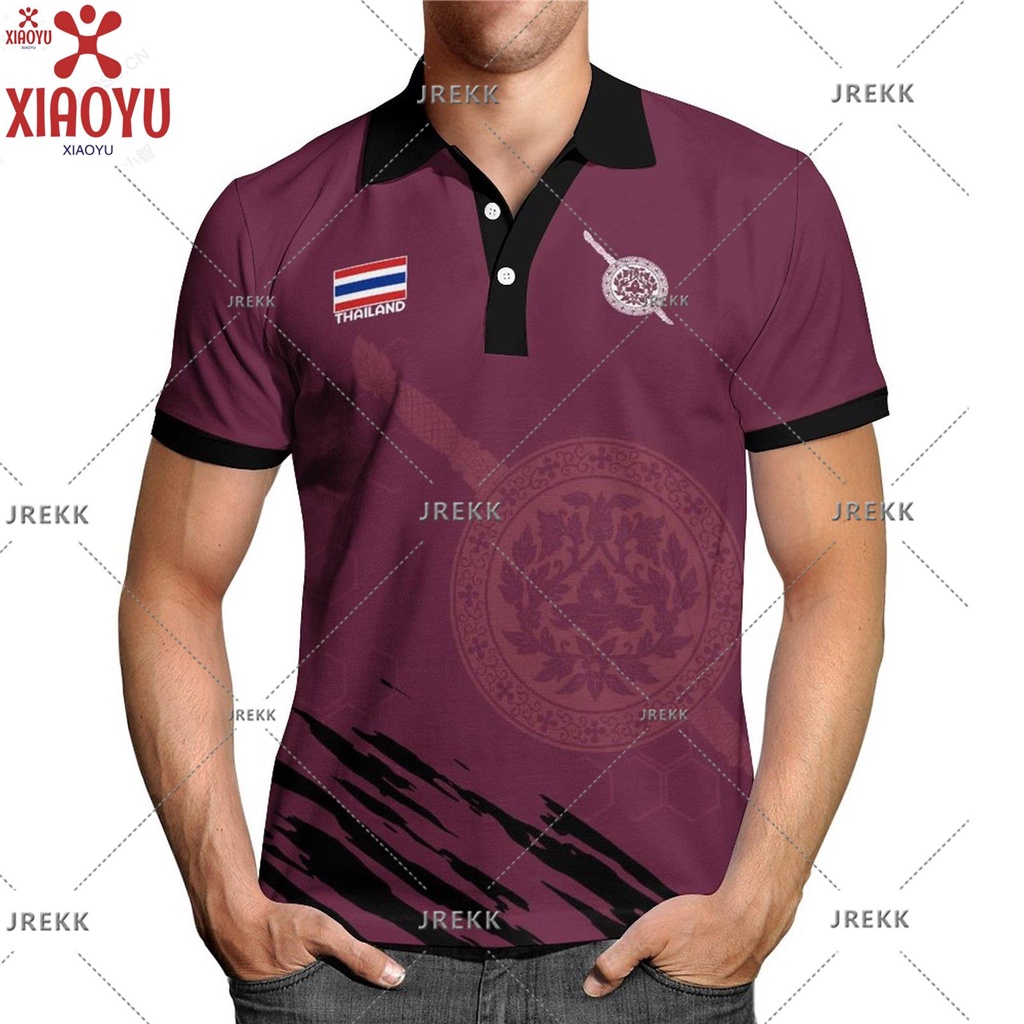 เสื้อโปโล พิมพ์ลายตํารวจ มีสองสี สีขาว และสีแดง