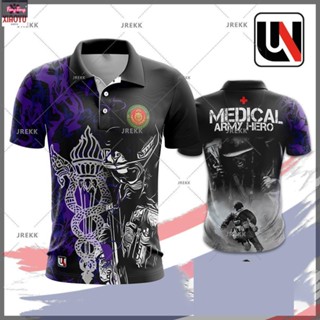 เสื้อคอปกพิมพ์ลายกองทัพทางการแพทย์ใส่สบาย ระบายอากาศ