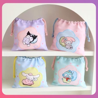 กระเป๋าเครื่องสำอาง Sanrio Creative สาวญี่ปุ่น Heart Kuromi Drawstring Pocket Travel Small Things Portable Sanitary Napkin Storage Bag Home Accessories [COD]