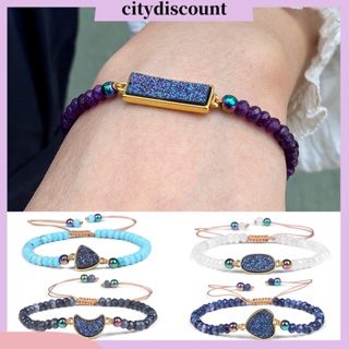 &lt;citydiscount&gt; สร้อยข้อมือ ลูกปัดหินเทียม ธรรมชาติ รูปหัวใจ ปรับได้ เครื่องประดับ สําหรับผู้หญิง