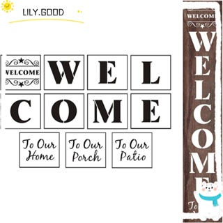 LILY แผ่นแม่แบบพลาสติก ลายฉลุ welcome ขนาดใหญ่ ใช้ซ้ําได้ DIY สําหรับใช้ในการตกแต่งตัวอักษร