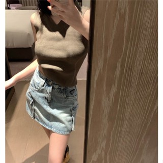 J2SR PR * A 2023 spring and summer new work style denim overskirt womens casual fashion all-match high waist A- shaped work dress Slimming style