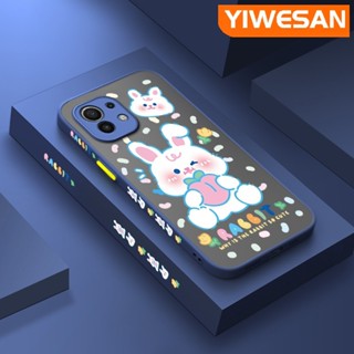 เคสซิลิโคนนิ่ม แบบใส ขอบสี่เหลี่ยม กันกระแทก ลายการ์ตูนพีช กระต่าย สําหรับ Xiaomi 11 11 Lite 4G 11 Lite 5G 11 Lite 5G Ne 11 Pro 11 Ultra