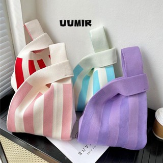 UUMIR กระเป๋าผ้าถัก แฮนด์เมด ลายทาง ใช้ซ้ําได้ สําหรับผู้หญิง
