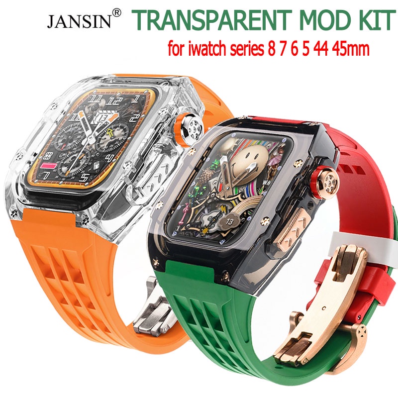 เคสนาฬิกา+สายนาฬิกา iwatch series 9 2in1 mod kit สายนาฬิกาข้อมือ ยางซิลิโคนใส สําหรับ iwatch series 