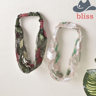 BLISS ที่คาดผม ผ้าโพกศีรษะ กันลื่น แต่งลูกไม้ ลายดอกไม้ สไตล์วินเทจ สําหรับผู้หญิง