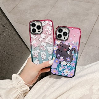 Casetify เคสป้องกันโทรศัพท์มือถืออะคริลิค ลายแมว ดอกไม้ สําหรับ iPhone 14 12 13 Pro Max