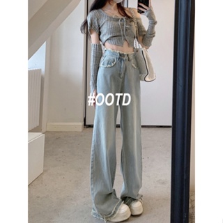 OOTD SHOP กางเกงขายาว กางเกงยีนส์ผู้หญิง ผู้หญิงแฟชั่นเกาหลี A97L01K