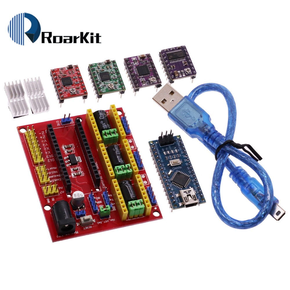 ใหม่ CNC Shield V4 เครื่องแกะสลัก + NANO 3.0 / 3D เครื่องพิมพ์ / A4988 / DRV8825 / AT2100 Driver Expansion Board สําหรับ Arduino Diy Kit