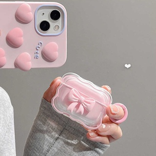 เคสหูฟัง ประดับโบว์ สีชมพู สีแคนดี้ สําหรับ Apple AirPods 1 2 3 3rd AirPods Pro 2 2nd