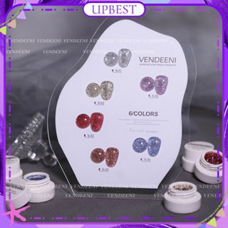 ♕ Vendeeni Carat Broken Drill Rubber Nail Polish Gel Reflective Super Flash Canned Phototherapy Glue Nail Art For Nail Shop 6ml 6 Colors UPBEST