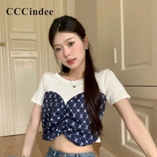 Cccindee เสื้อยืดลําลอง คอกลม แขนสั้น แฟชั่นใหม่ สําหรับสตรี 2023