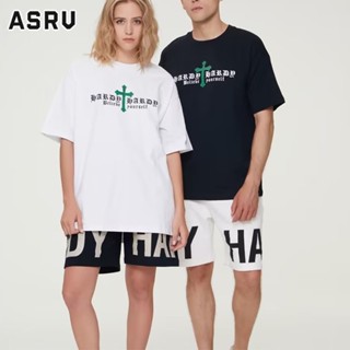 ASRV เสื้อยืด เยาวชนข้ามเรืองแสงพิมพ์แฟชั่นแนวโน้มสบาย ๆ ระบายอากาศหลวมรอบคอแขนสั้นเสื้อยืดสำหรับผู้ชายและผู้หญิง