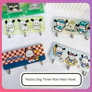 Creative 3-hook Sanrio Wall Hook Kawaii Pochacco Kulomi Cinnamoroll Bathroom Hook Cute Acrylic Seamless Hook Free Punching Home Decoration [COD]