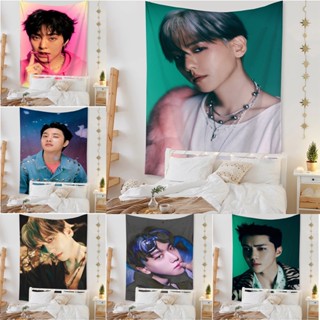 Exo พรมโพลีเอสเตอร์ ลาย EXIST พร้อมคลิป Sehun,Suho,Chanyeol,Baekhyun,Chen,D.O ,Xiumin และ Kai สําหรับแขวนตกแต่งผนังห้องนอน หอพัก