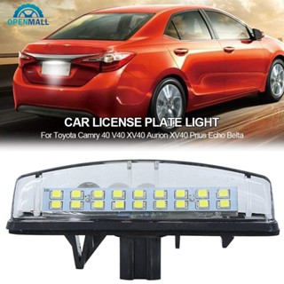 Openmall หลอดไฟ LED 18 ดวง ติดป้ายทะเบียนรถยนต์ สําหรับ Toyota Camry 40 V40 XV40 Aurion XV40 Prius Echo Belta 12V G6K5 1 ชิ้น