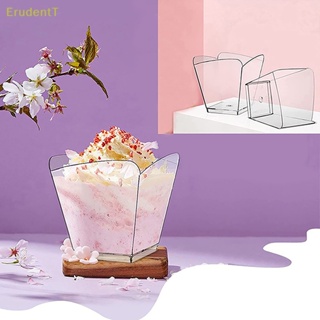 [ErudentT] ถ้วยพลาสติกใส ขนาดเล็ก 100 มล. พร้อมช้อน สําหรับพุดดิ้ง ผลไม้ ไอศกรีม ขนมหวาน มูส ปาร์ตี้ 10 ชิ้น [ใหม่]