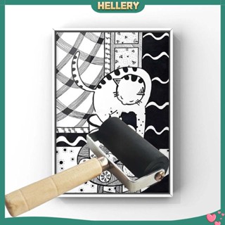 [HelleryTH] Rubber Roller Rubber Roller Oil Painting Artists Crafts Wood Handle Roller Rubber Roller for Scrapbooks Inking Blocks