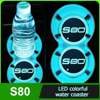 Car water coaster Car Cover Groove Mat Water Cup Pad Colorful Led Light for S80