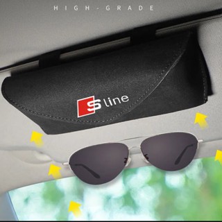 AUDI SLINE LOGO car sun visor hollow design glasses clip S1 S2 S3 S7 S4 S5 S6 interior modified sunglasses business card leather material multifunctional storage box