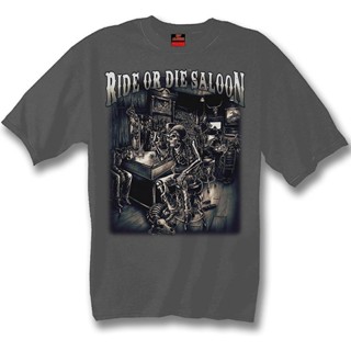 เสื้อยืดหนัง Charcoal Ride Or Die Saloon สําหรับผู้ชาย