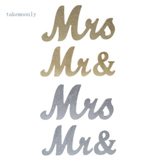 Tak ชุดป้ายตัวอักษร Mr Mrs สีขาว สําหรับตกแต่งงานแต่งงาน