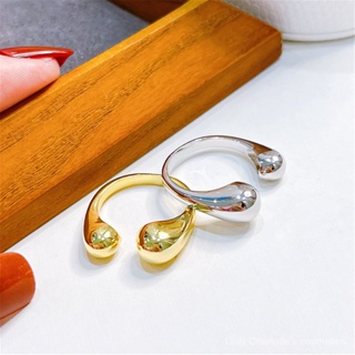 [0714]QDZTE-SDY Y2K South Korea Dongdaemun Light Luxury Glossy Water Drop Open Ring Female Design Sense Minority Simple Jewelry Small Jewelry Luxury Minority Simple Sweet Cool Styl