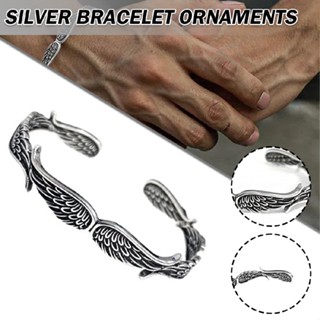 Silver Feather Angel Wings Bracelet Adjustable Cuff Bangle Charm Jewelry