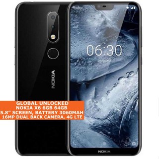 Nokia X6 สมาร์ทโฟน Snapdragon 636 4gb 64gb ID ลายนิ้วมือ 16mp 5.8 นิ้ว Android 4g ใหม่เท่านั้น แกะกล่อง 99 ใหม่