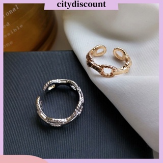 &lt;citydiscount&gt; แหวนนิ้วมือ โลหะผสม ทรงกลม แบบกลวง ปรับได้ เรียบง่าย สําหรับผู้หญิง