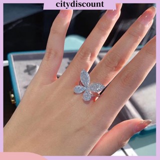 &lt;citydiscount&gt; แหวนพลอยเทียม รูปผีเสื้อ ปรับได้ หรูหรา เครื่องประดับ สําหรับผู้หญิง