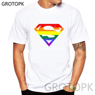 [COD]S-5XL [S-5XL]ข้อเสนอพิเศษ เสื้อยืดcalandfashionCreative Superman Pride Lgbt Gay Rainbow ManS T-Shirt Short Sleeve