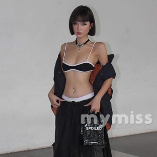 Mymiss1- เสื้อสายเดี่ยว สายสปาเก็ตตี้ ทรงสลิมฟิต สีตัดกัน แฟชั่นฤดูร้อน สําหรับผู้หญิง