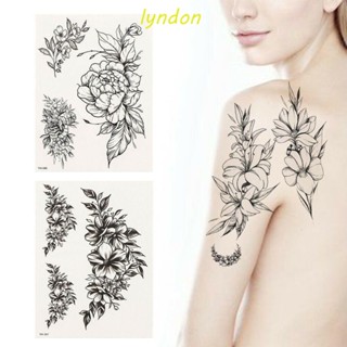 Lyndon สติกเกอร์รอยสักชั่วคราว ลายดอกกุหลาบ กันน้ํา