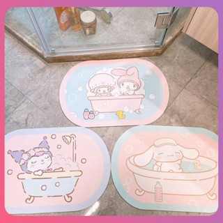 พรมปูพื้น Sanrio สร้างสรรค์ Kuromi Cinnamoroll ห้องอาบน้ำ พรมปูพื้นดูดซับของตกแต่งห้อง Creative Gift พรมเช็ดเท้าห้องครัวตกแต่งบ้าน [COD]