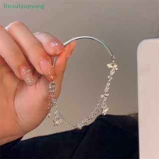 [Beautyupyang] สร้อยข้อมือ กําไลข้อมือโซ่ หลายชั้น ประดับเพทาย ผีเสื้อ แวววาว สีเงิน เครื่องประดับแฟชั่น สําหรับผู้หญิง