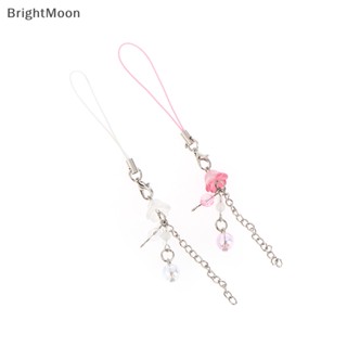 Brightmoon 1 ชิ้น หวาน กระดิ่ง กล้วยไม้ พู่ สายคล้องโทรศัพท์ สําหรับเด็กผู้หญิง ดอกไม้ โทรศัพท์มือถือ โซ่ สายคล้องกระเป๋า จี้ตกแต่ง ดี