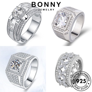 BONNY JEWELRY เกาหลี ผู้ชาย แท้ มอยส์ซาไนท์ไดมอนด์ เครื่องประดับ เงิน เรียบง่าย ต้นฉบับ เครื่องประดับ แหวน 925 Silver แฟชั่น M079