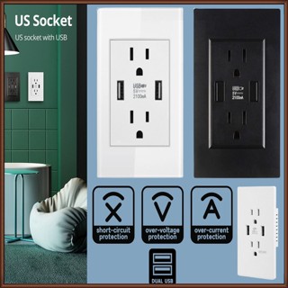 Jaz 15a Dual Usb Wall Outlet Port ปลั๊กไฟซ็อกเก็ตชาร์จความเร็วสูงเทคโนโลยี Ac Receptacle Plate