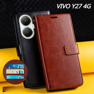 เคสโทรศัพท์มือถือหนัง ฝาพับ กันกระแทก พร้อมช่องใส่บัตร สําหรับ VIVO Y27 Y36 V29 Lite Y02S Y16 4G 5G