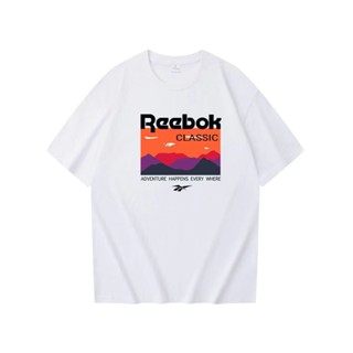 เสื้อยืดแขนสั้นลําลอง พิมพ์ลายโลโก้ Reebok ทรงหลวม แฟชั่นฤดูร้อน สําหรับผู้ชาย และผู้หญิง