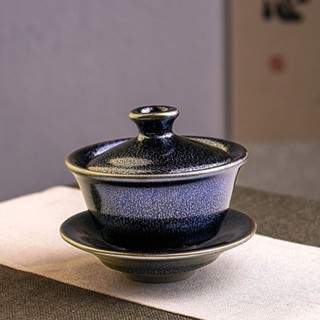 [พร้อมส่ง] Jianrang Sancai Gaiwan ชุดถ้วยชาเซรามิก ทนความร้อน ขนาดใหญ่ สีทอง สําหรับทําชากังฟู