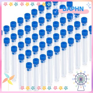 DAPHS หลอดทดลองวิทยาศาสตร์ พลาสติกใส ขนาด 13×78 มม. พร้อมฝาปิดสีฟ้า สําหรับทดลองทางวิทยาศาสตร์ 50 แพ็ค