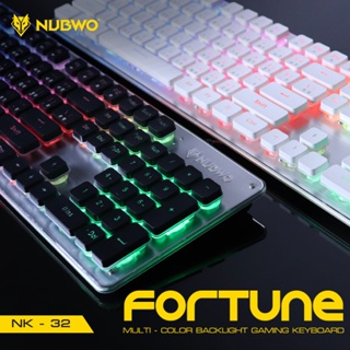 ⌨ Keyboard คีย์บอร์ด LED ไฟ 5⃣ โหมด 7⃣ สี รุ่น NK-32 ยี่ห้อ Nubwo อลูมิเนียมอัลลอย์ มาพร้อมกับปุ่มสีดำและขาว