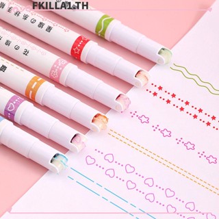 Faccfki ปากกาไฮไลท์ ทรงโค้ง หลากสี สําหรับวาดภาพกราฟฟิตี้ สํานักงาน 6 ชิ้น