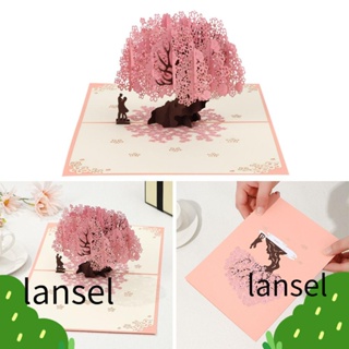 Lansel การ์ดอวยพรวันวาเลนไทน์ ลายดอกพีช 3D แฮนด์เมด สําหรับวันครบรอบ วันวาเลนไทน์